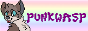 The website button for PunkWasp, with pixel art of his fursona Atom next to the text PunkWasp